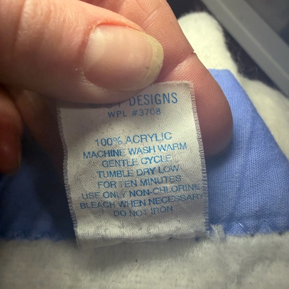 VTG Cuddle Time acrylic baby blanket blue bear appliqué & trim 44x35 inches - Picture 5 of 5